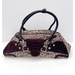 GF FERRE Pink & Dark Brown Leather Cargo Bag | Gothic G | MONOGRAM| ITALY BAG